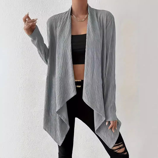 Damen Langärmlige Strickjacke mit strukturiertem Design und offenem Schnitt Heidi-Mode