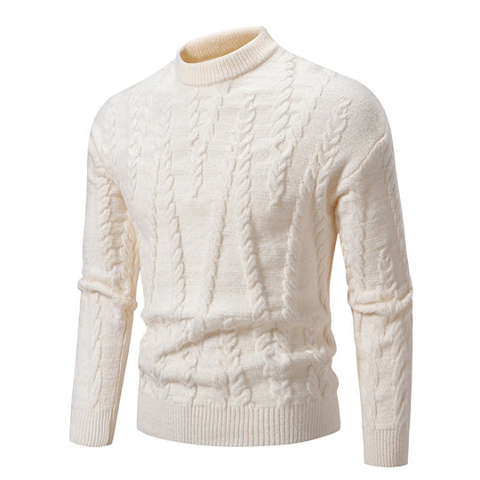 Herren Strickpullover mit Zopfmuster und hohem Kragen Heidi-Mode