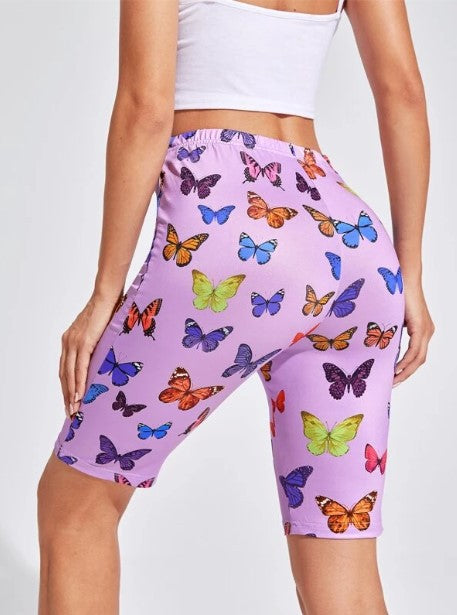 Damen Radhosen mit buntem Schmetterlingsdruck Heidi-Mode