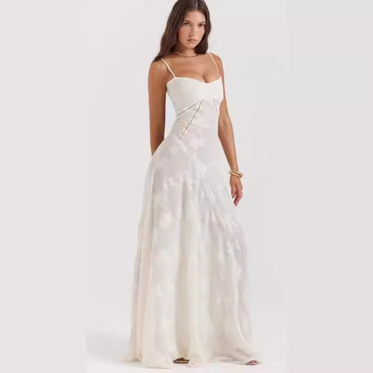 Damen elegantes Abendkleid mit feinen Spitzenverzierungen und Spaghettiträgern Heidi-Mode