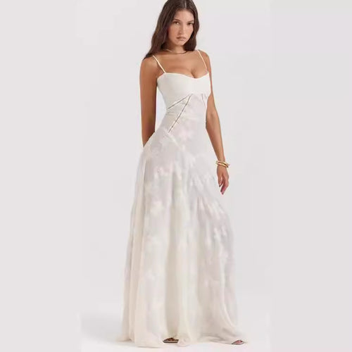 Damen elegantes Abendkleid mit feinen Spitzenverzierungen und Spaghettiträgern Heidi-Mode