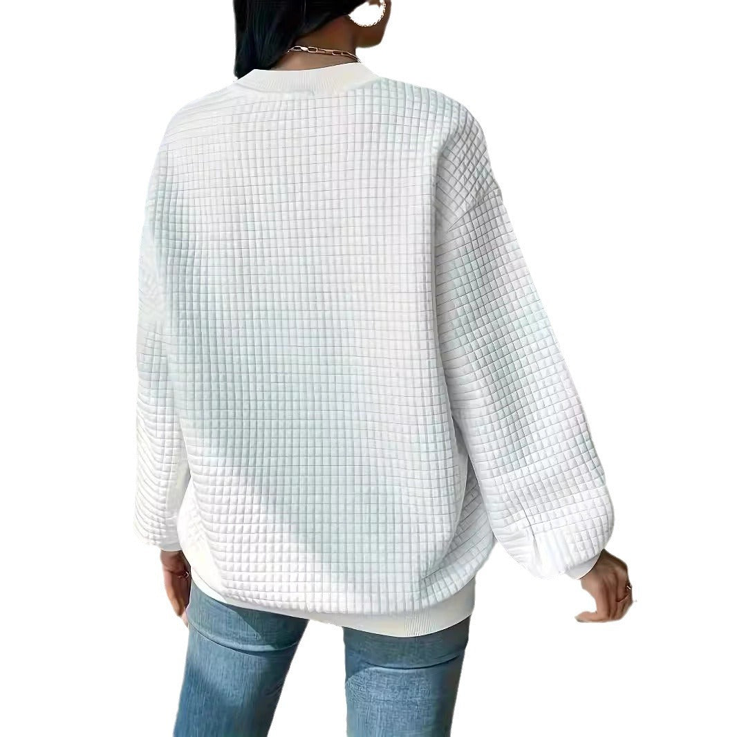 Damen Pullover mit strukturiertem Waffeldesign und lässigem Schnitt Heidi-Mode