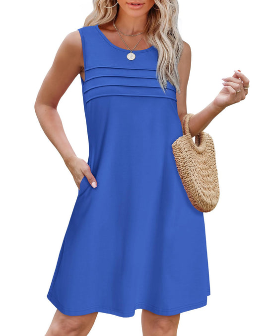 Damen Sommerkleid mit eleganter Faltenstruktur und praktischen Eingrifftaschen Heidi-Mode