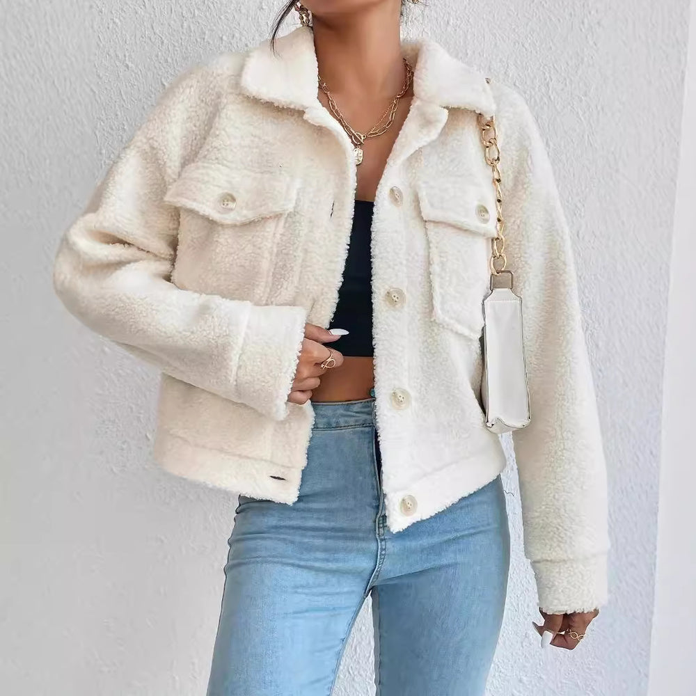 Damen Kuschelige Fleecejacke im stylishen Design mit Taschen Heidi-Mode