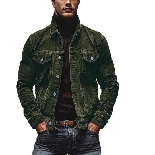 Herren Cordjacke im klassischen Design mit praktischen Brusttaschen und Knopfdetails Heidi-Mode
