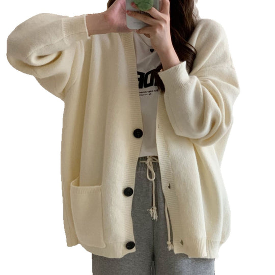 Damen Gemütliche Strickjacke mit weiten Ärmeln und praktischen Taschen Heidi-Mode