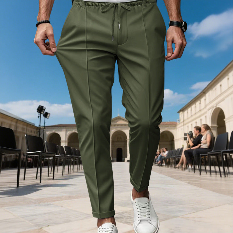 Herren moderne Chinohose mit bequemem elastischem Bund und praktischen Seitentaschen Heidi-Mode