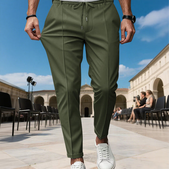 Herren moderne Chinohose mit bequemem elastischem Bund und praktischen Seitentaschen Heidi-Mode