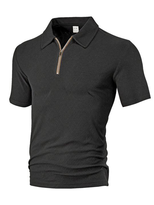 Herren Polo-Shirt mit elegantem Reißverschluss und strukturiertem Design Heidi-Mode