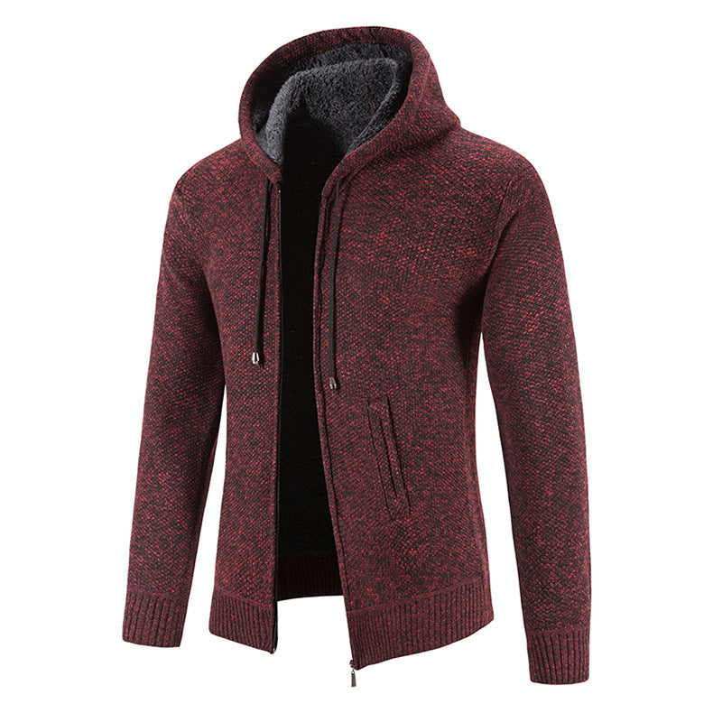 Herren Strickjacke mit moderner Kapuze und strukturiertem Design Heidi-Mode