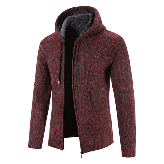 Herren Strickjacke mit moderner Kapuze und strukturiertem Design Heidi-Mode