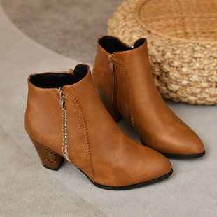 Damen modische Stiefeletten mit elegantem Reißverschluss Heidi-Mode