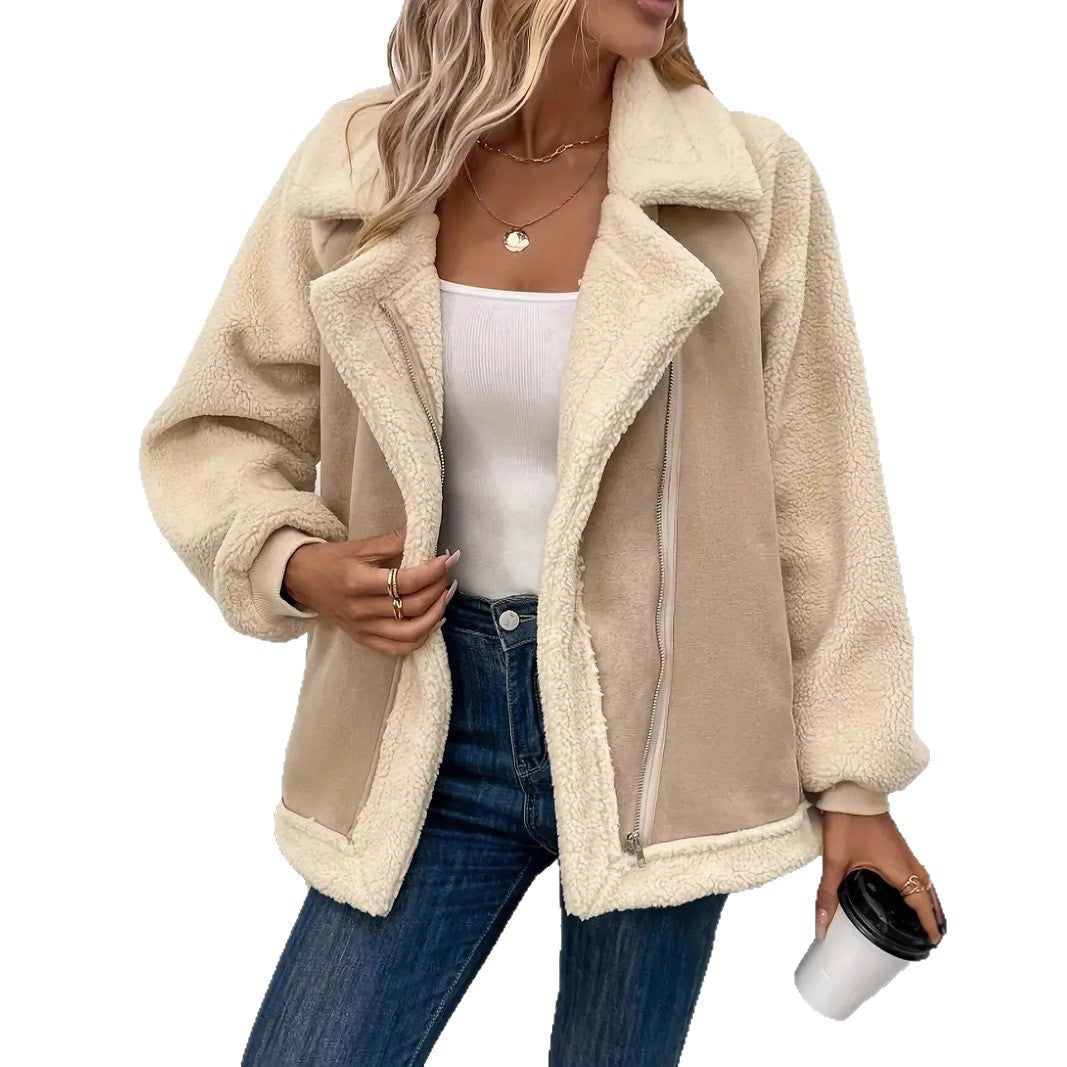 Damen Jacke aus kuscheligem Fleece mit Reißverschluss und oversized Schnitt Heidi-Mode