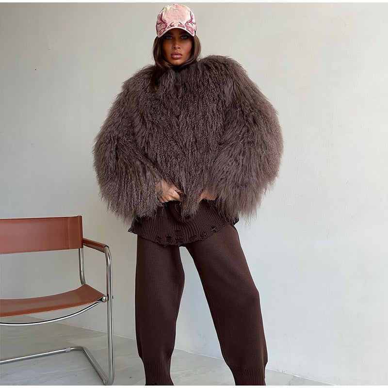 Damen modischer Plüschfellmantel Heidi-Mode