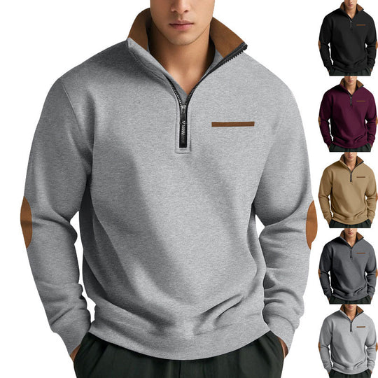Herren Hochwertiges Sweatshirt mit Stehkragen und Reißverschluss Heidi-Mode