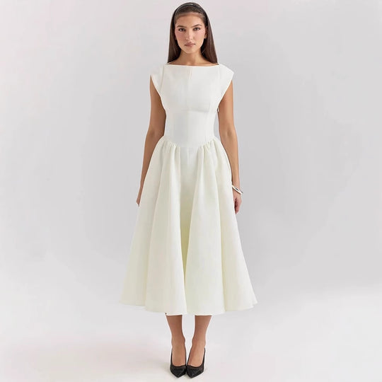 Damen Elegantes A-Linien Cocktailkleid mit Wasserfallausschnitt Heidi-Mode