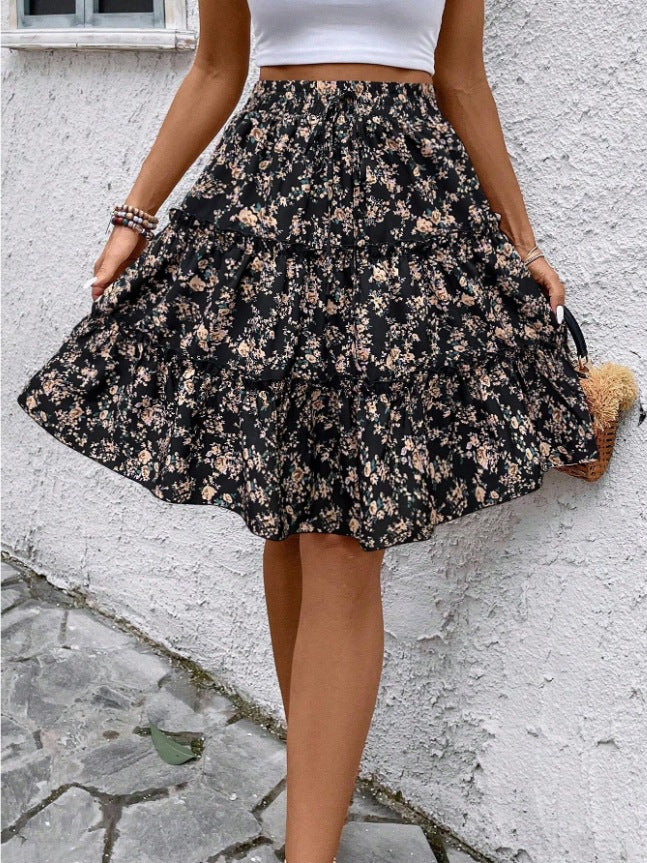 Damen Sommerrock mit charmanten Volantdetails und floralem Muster Heidi-Mode