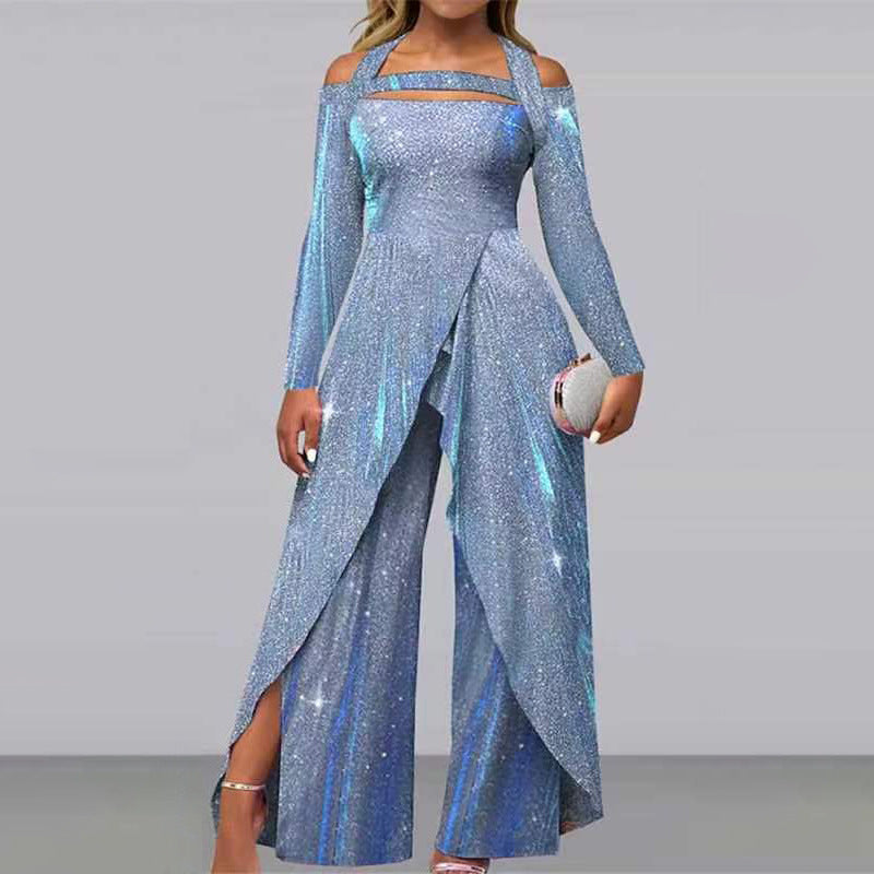Damen Glamouröses Funktionsjumpsuit mit schimmerndem Effekt und elegantem Design Heidi-Mode