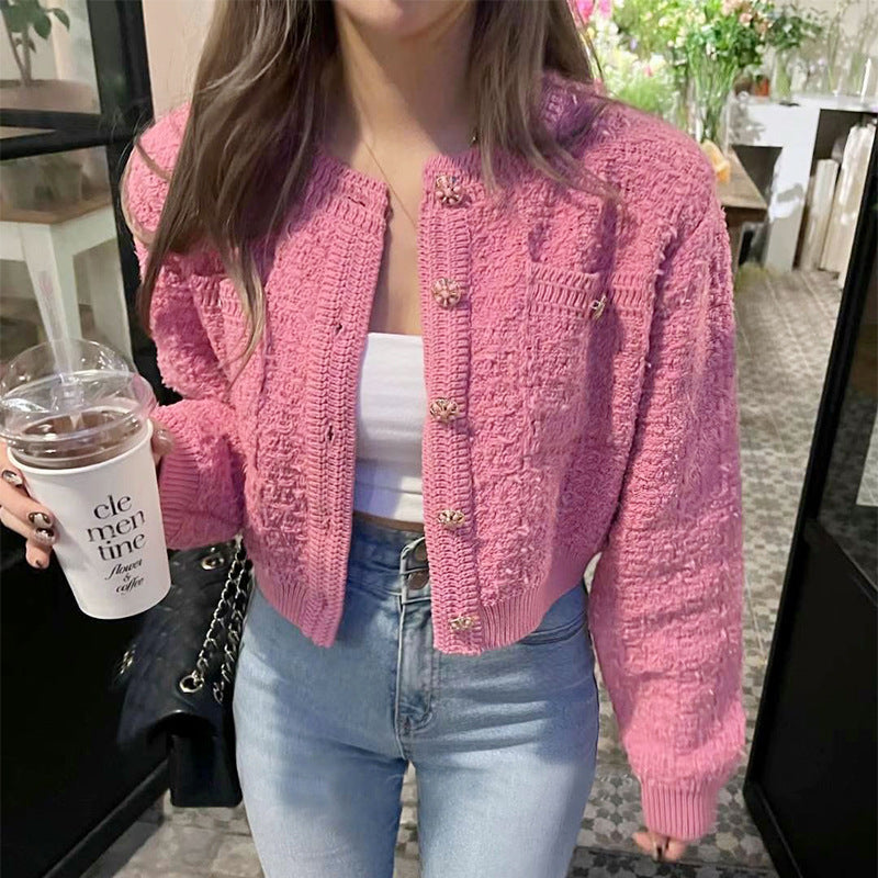 Damen trendige Strickjacke mit dekorativen Knöpfen und lässigem Schnitt Heidi-Mode