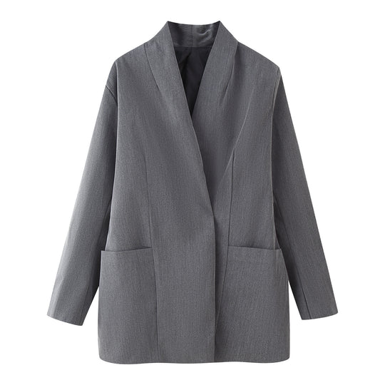 Damen elegante Blazerjacke mit Taschen und modernem Schnitt Heidi-Mode