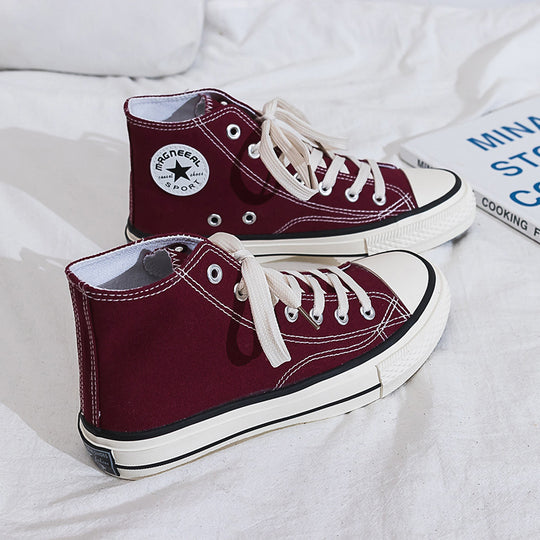 Damen Hohe Sneaker im klassischen Canvas-Stil mit verstärktem Sohlenprofil und atmungsaktiver Innenausstattung Heidi-Mode