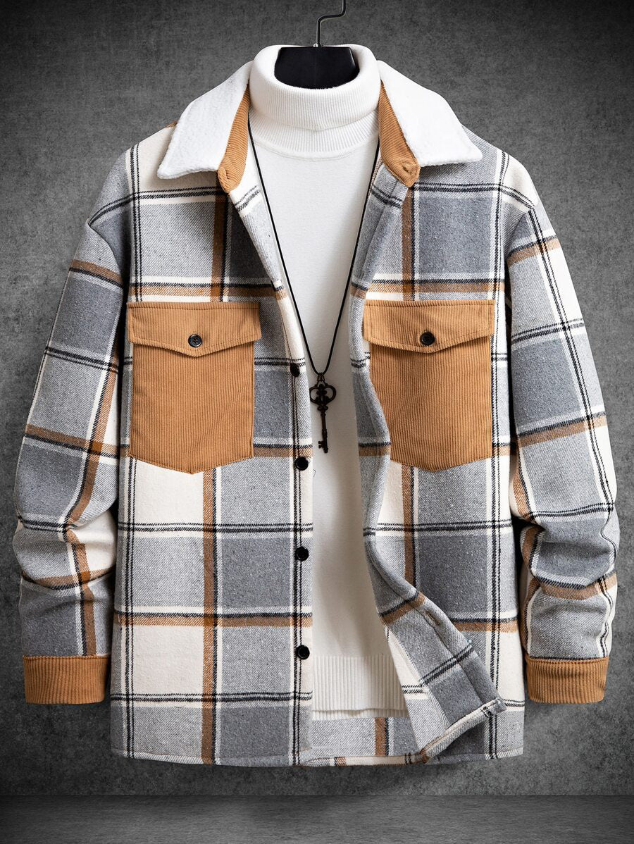 Herren Karo-Flanelljacke mit zwei Brusttaschen und weichem Kragen Heidi-Mode