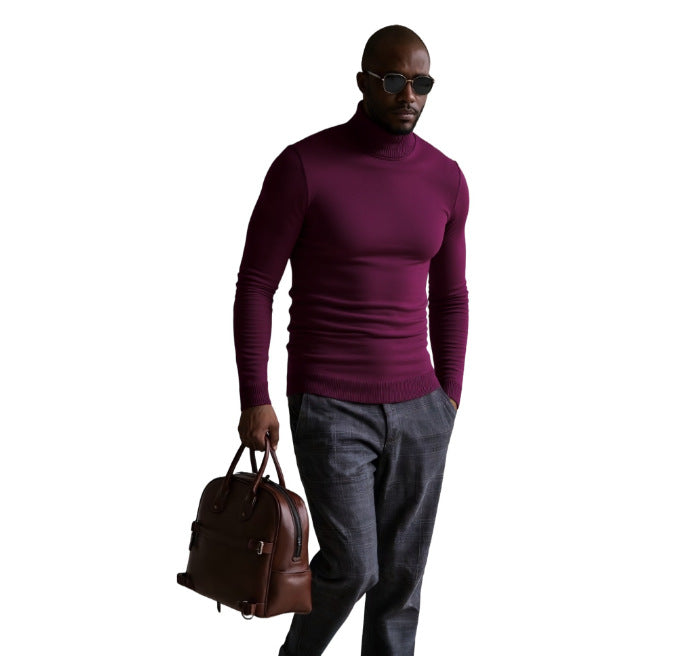 Herren rollkragen pullover mit feiner Struktur Heidi-Mode