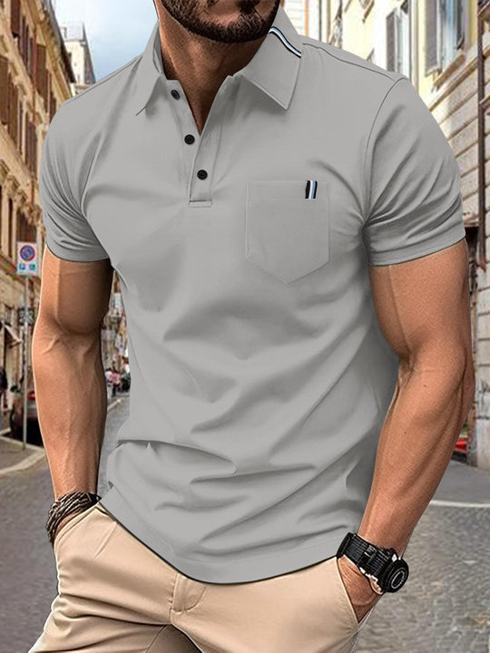 Herren Polohemd mit modernem Schnitt und Brusttasche Heidi-Mode