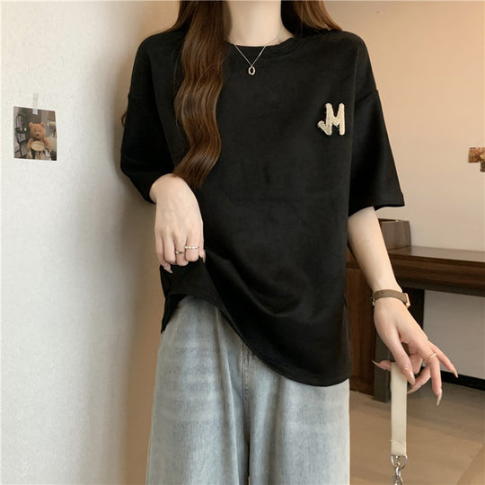 Damen Bequem Übergroße Graphic T-Shirt mit Einzigartigem Logo Heidi-Mode