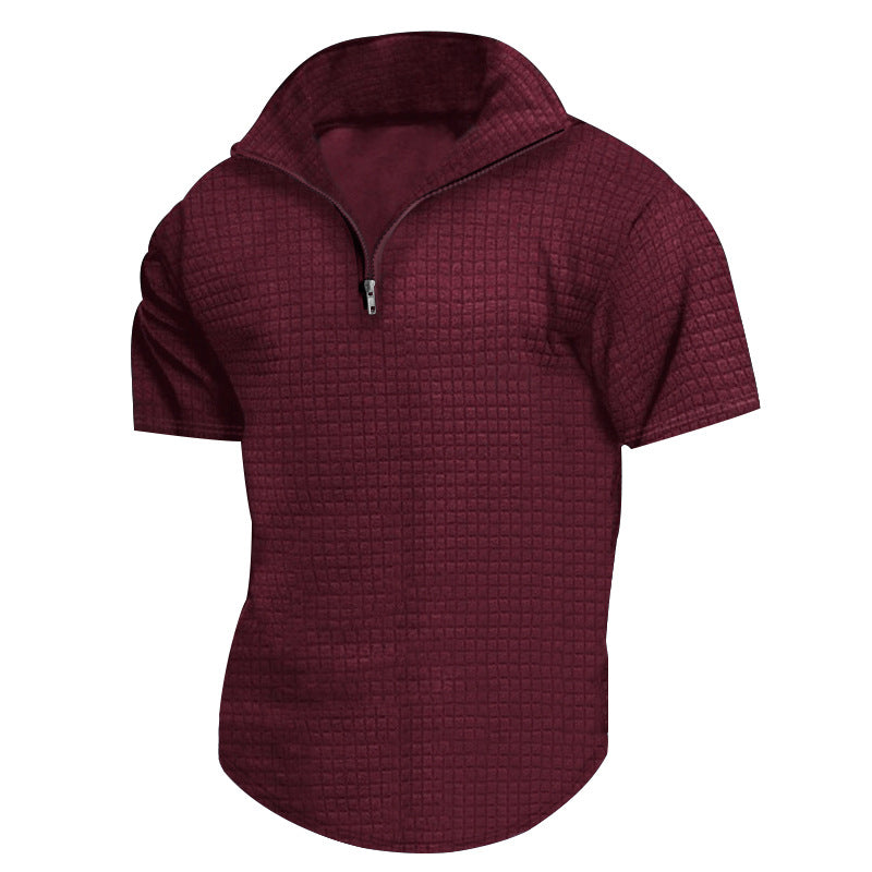 Herren konvertible Kurzarmjacke mit Reißverschluss und strukturiertem Design Heidi-Mode
