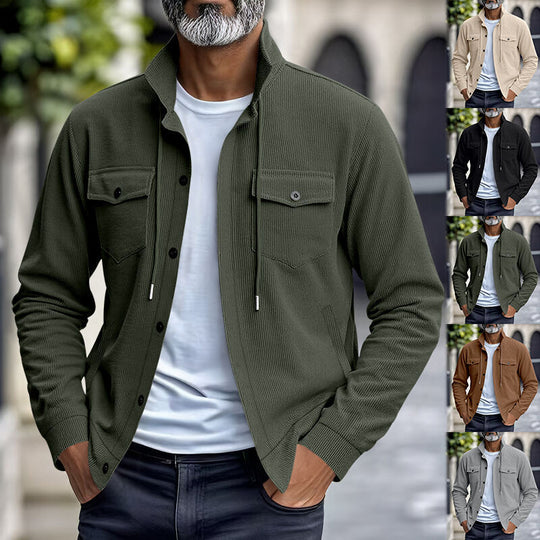 Herren Cordjacke mit vertikaler Struktur und praktischen Brusttaschen Heidi-Mode