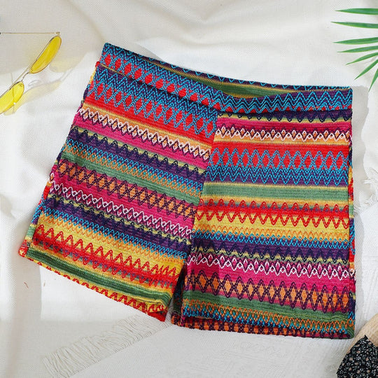 Damen Badeshorts mit lebhaftem Muster und elastischem Bund Heidi-Mode