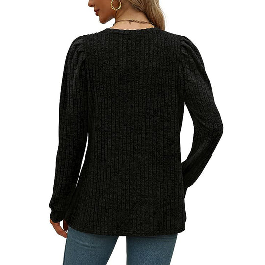 Damen stilvolles Pullover mit gerafften Ärmeln Heidi-Mode
