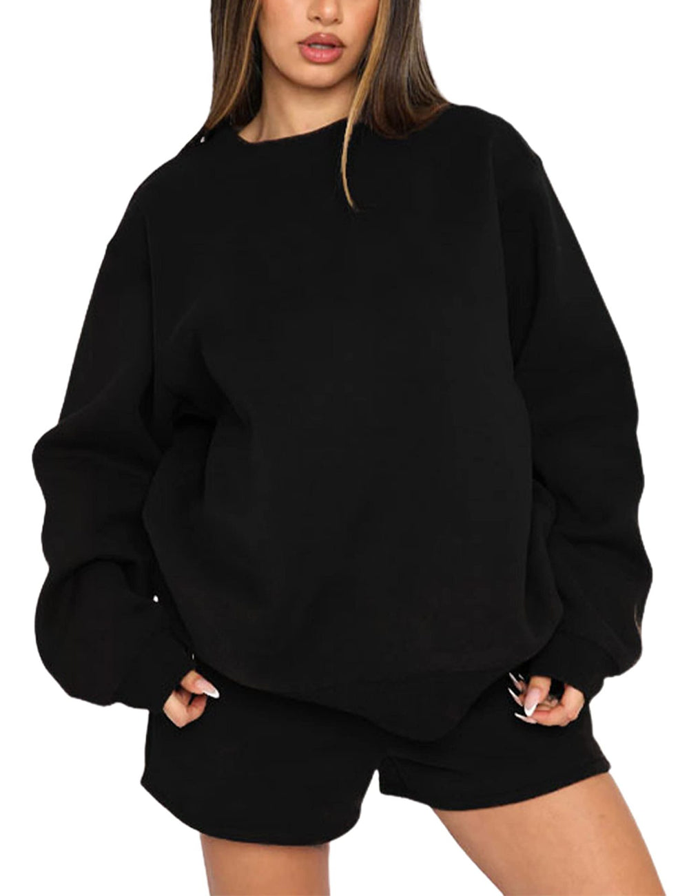 Damen Kuscheliger Sweatshirt und kurze Hose Set Heidi-Mode