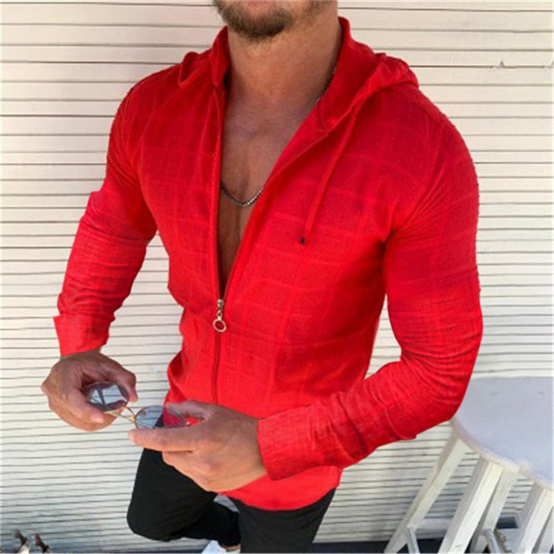 Herren Sportliche Langarmjacke mit innovativem Texturmuster und praktischem Reißverschluss Heidi-Mode