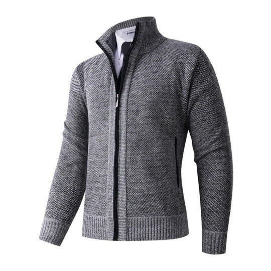 Herren stylische Strickjacke mit hohem Kragen und praktischen Taschen Heidi-Mode