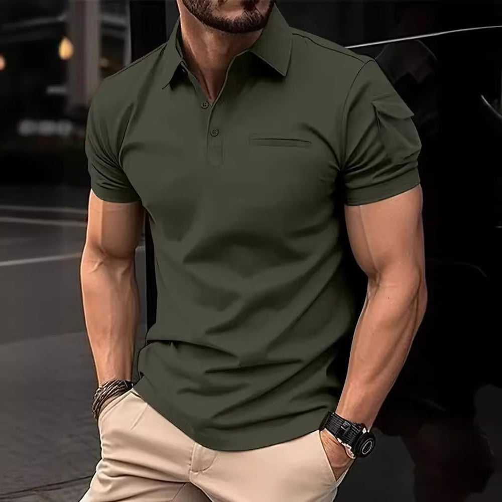 Herren Polohemd mit praktischem Reißverschluss und Brusttasche Heidi-Mode