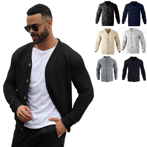 Herren Strickjacke mit hochwertigem Strukturmuster und modernen Knöpfen Heidi-Mode
