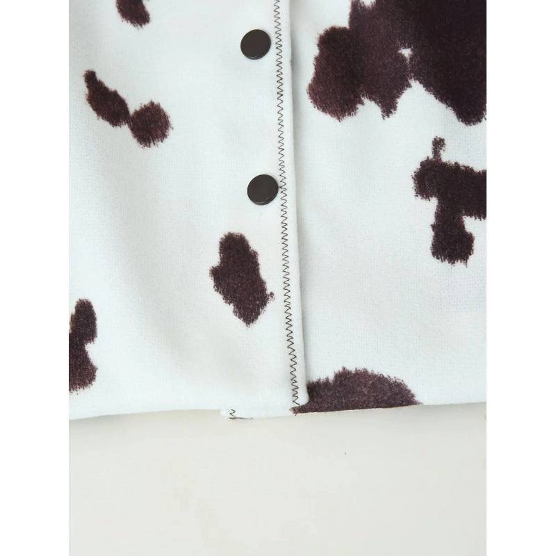 Damen Kunstlederjacke mit modernem Kuhfleckenmuster Heidi-Mode