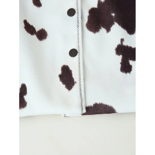 Damen Kunstlederjacke mit modernem Kuhfleckenmuster Heidi-Mode