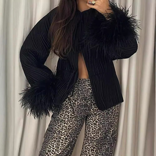 Damen Jacke mit Volantdetails und plissierter Struktur Heidi-Mode