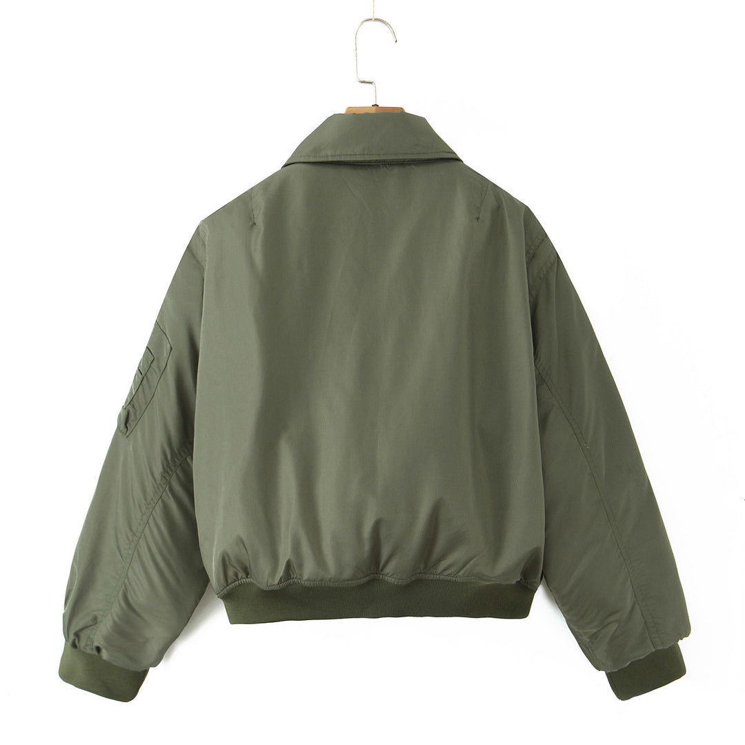 Damen lässige Bomberjacke mit praktischen Taschen Heidi-Mode