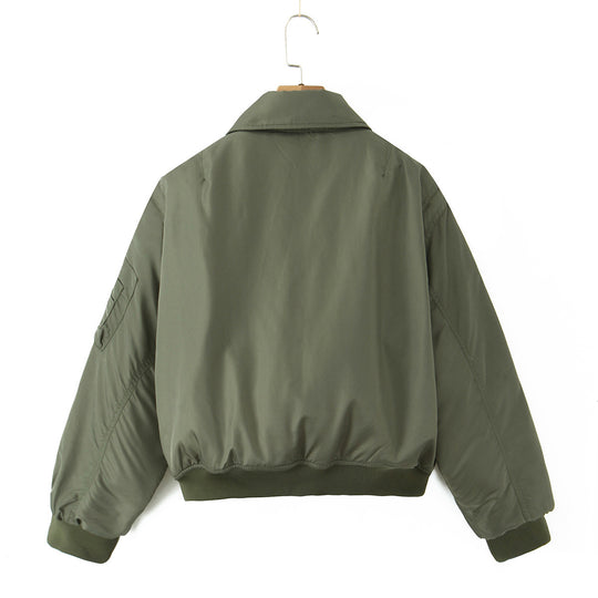 Damen lässige Bomberjacke mit praktischen Taschen Heidi-Mode