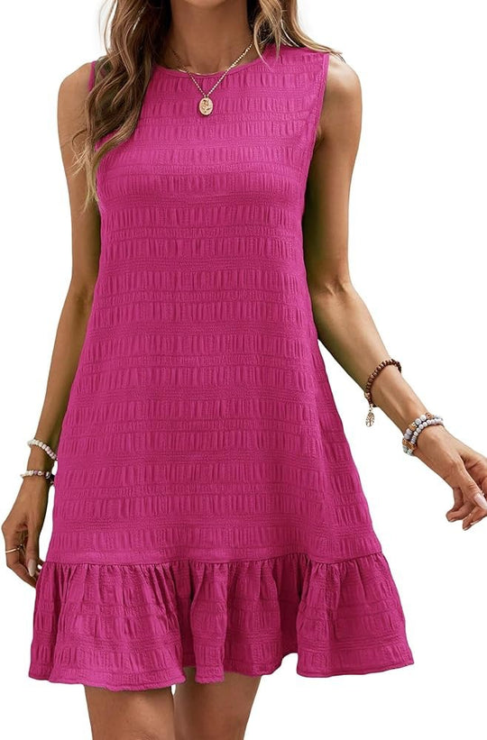 Damen Sommerliches Kleid mit Volantabschluss und strukturierter Oberfläche Heidi-Mode