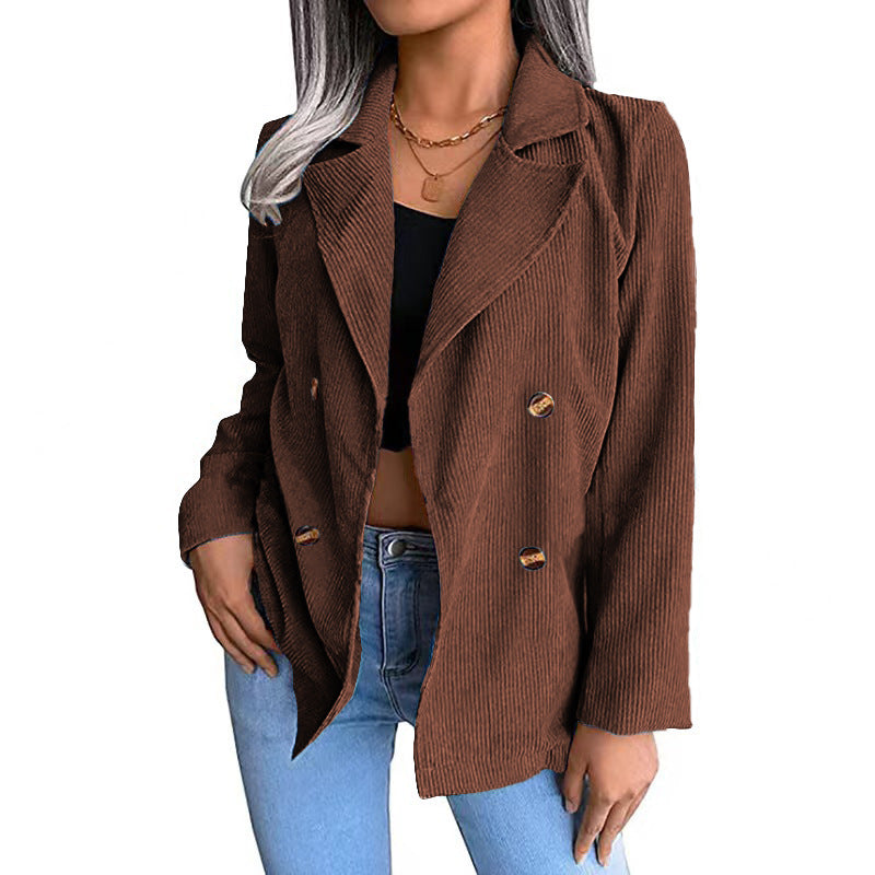 Damen modische Cordjacke mit doppelter Knopfleiste Heidi-Mode