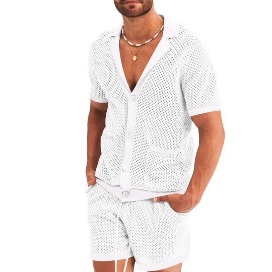 Herren atmungsaktives Künstler-Shorts-Set mit strukturiertem Design Heidi-Mode
