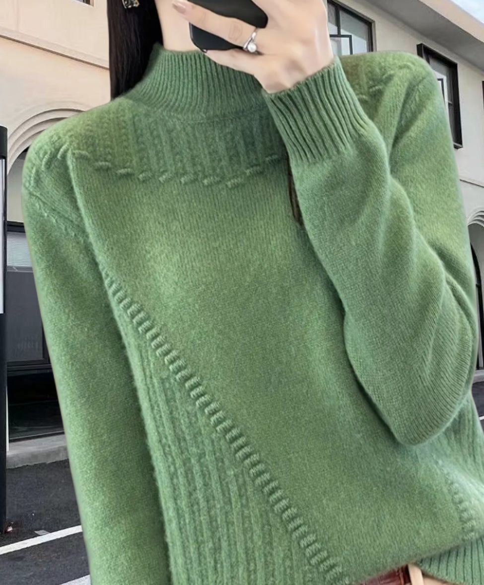 Damen Strickpullover mit elegantem Stehkragen und strukturiertem Design Heidi-Mode