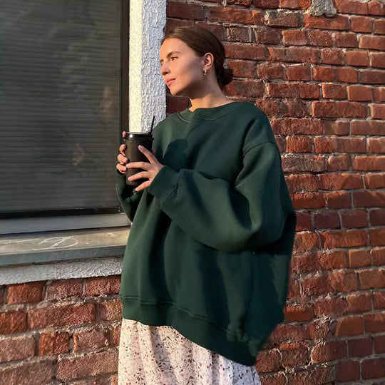 Damen Oversized Sweatshirt im lässigen Stil mit übergroßen Ärmeln und elastischen Bündchen Heidi-Mode