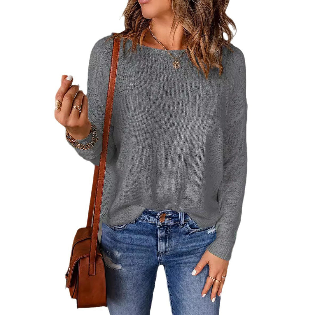 Damen lässiger Feinstrickpullover mit weitem Schnitt und langen Ärmeln Heidi-Mode