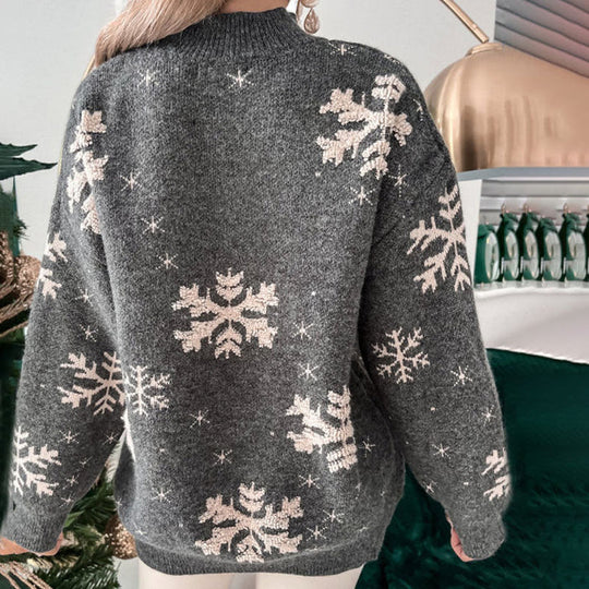 Heidi-Mode | Lässiger Schneeflockenmuster Weihnachten Pullover